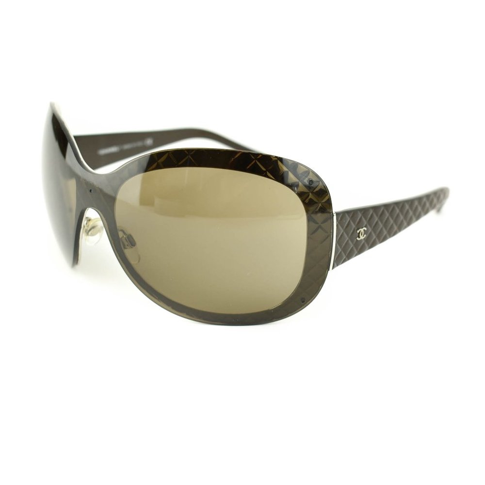 CHANEL: Bronze, Quilted Shield "CC" Logo Sunglasses (nb) - Picture 1 of 12